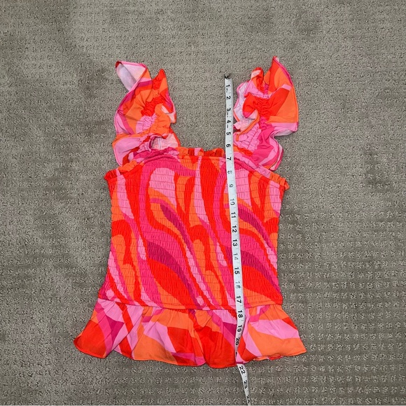 TCEC Smoked Ruffled Multi Colored Tank Top Size Small - Picture 3 of 7